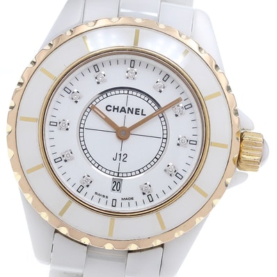 シャネル J12 11Pダイヤ PGベゼル H2181 レディース 【中古】