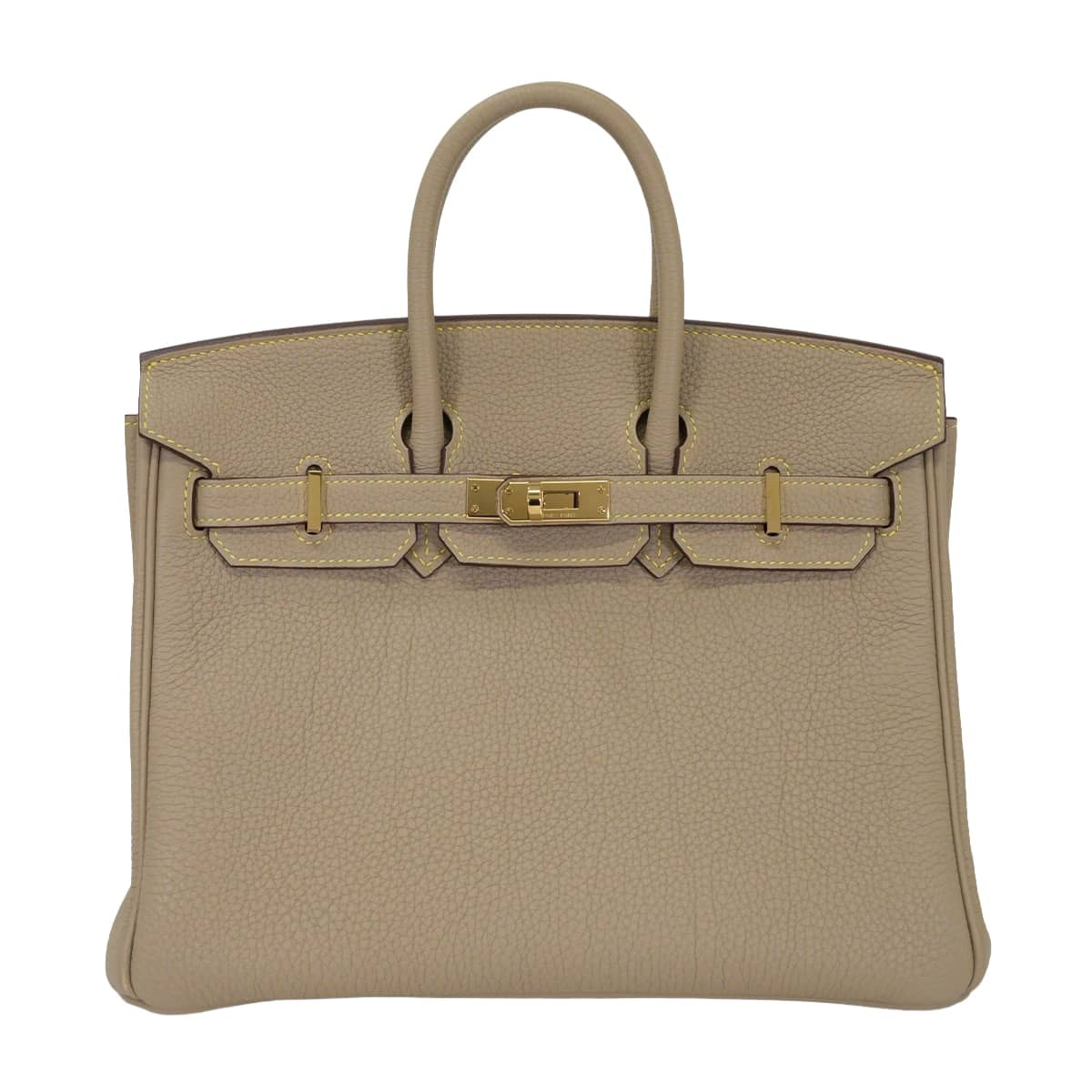 HERMES エルメス ハンドバッグ バーキン25 スペシャルオーダー トゥルティールグレー (グリトゥルトゥレール)/ライム トゴ シャンパンゴールド金具 W刻印 新品同様【中古】