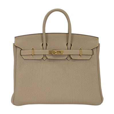 HERMES エルメス ハンドバッグ バーキン25 スペシャルオーダー トゥルティールグレー (グリトゥルトゥレール)/ライム トゴ シャンパンゴールド金具 W刻印 新品同様【中古】