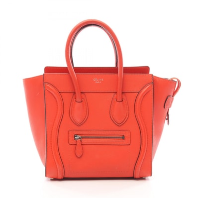 セリーヌ CELINE ラゲージ マイクロショッパー トートバッグ バッグ レザー レディース レッド系 【中古】