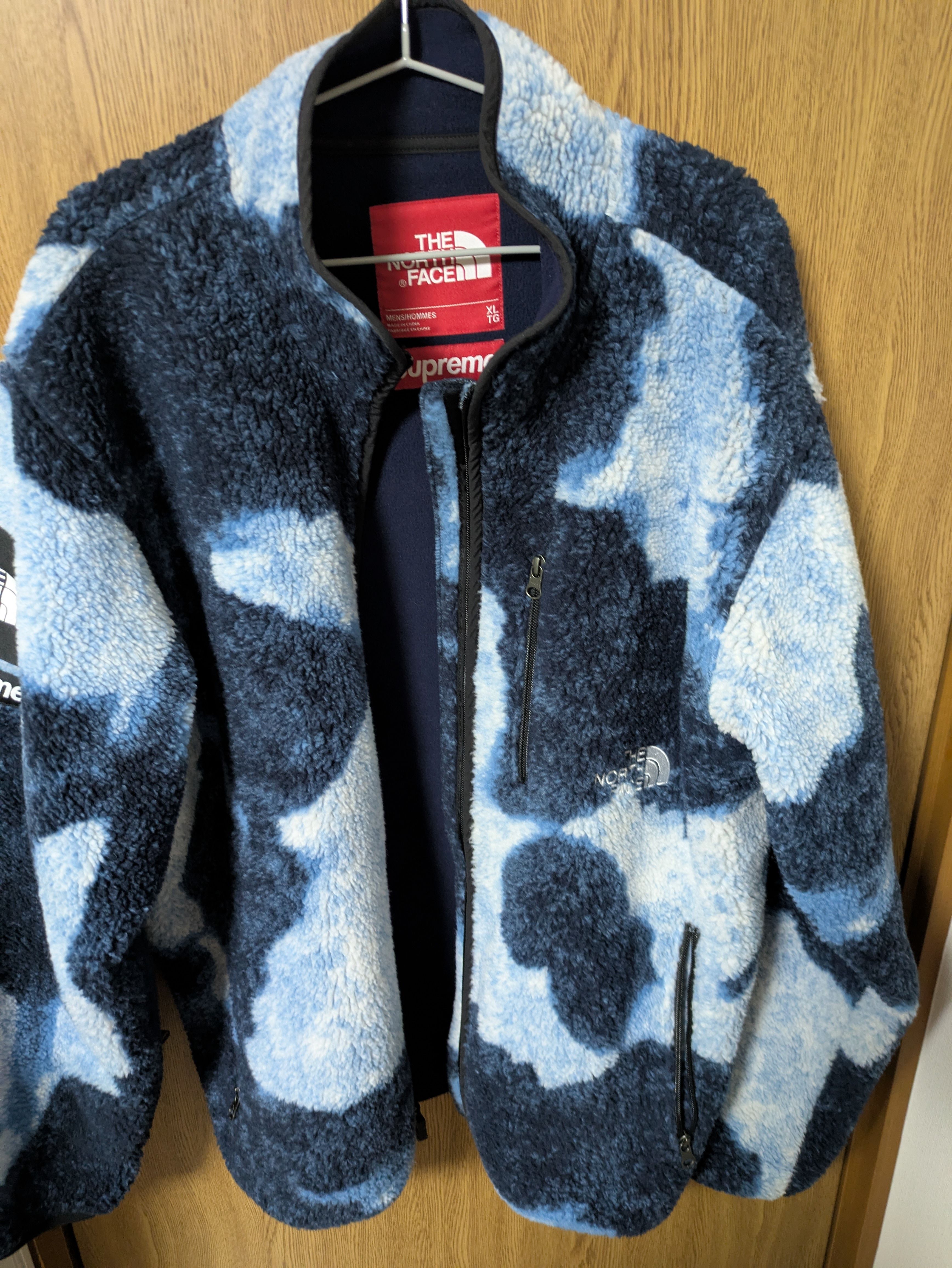 Supreme x The North Face Bleached Denim Print Fleece Jacket "Indigo"
