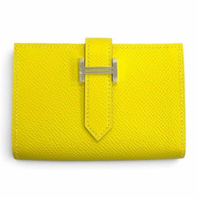 未使用品 エルメス 二つ折り財布 ベアンミニ コイン入れ付き ライム エプソン