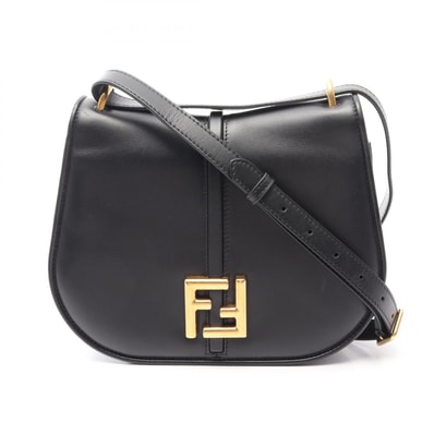 フェンディ FENDI カモン ミディアム ショルダーバッグ バッグ レザー レディース ブラック系 【中古】