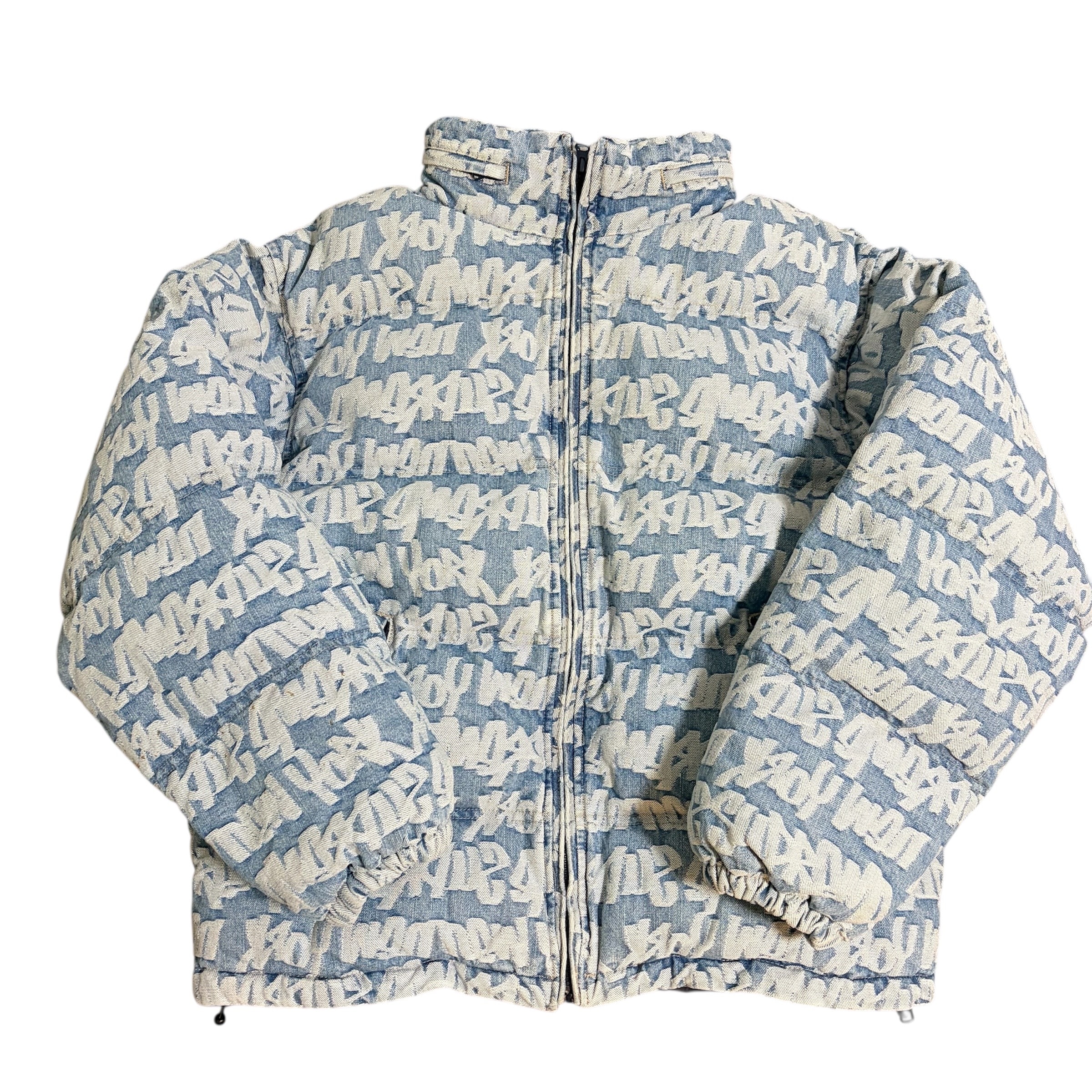 Supreme Fat Tip Jacquard Denim Puffer Jacket "Blue"