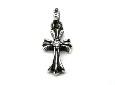 Chrome Hearts Baby Fat Cross Charm Diamond Pendant Top "Silver"
