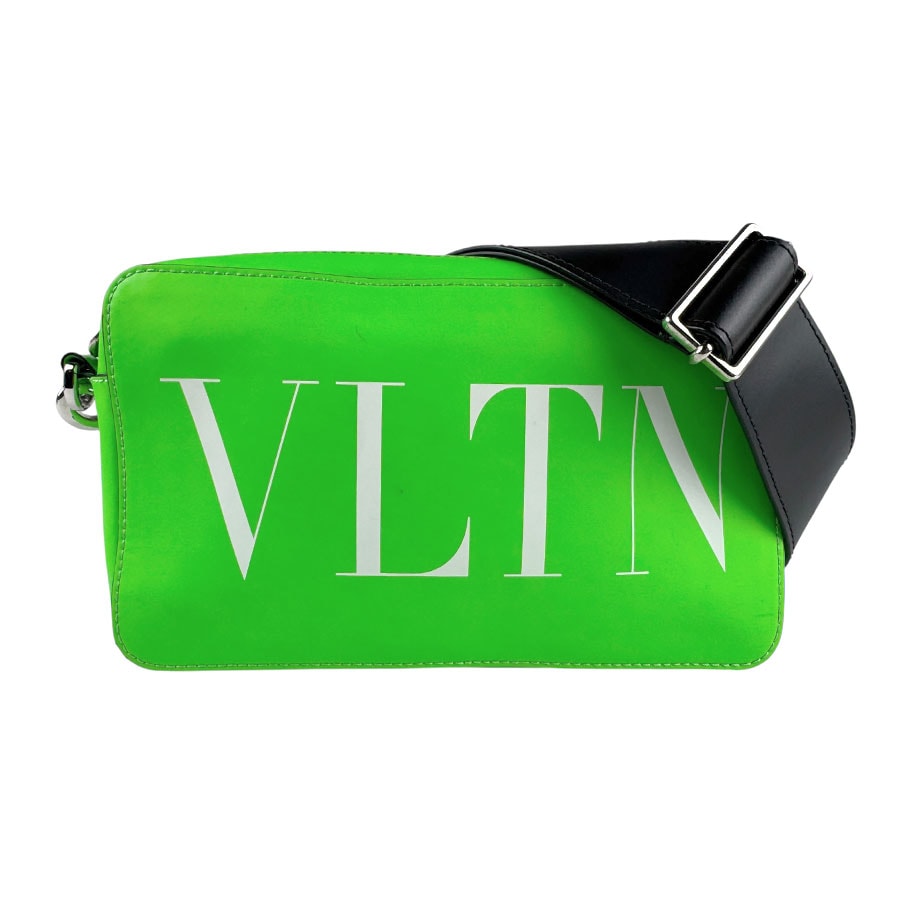 ヴァレンティノ ガラヴァーニ Valentino Garavani 斜め掛けショルダーバッグ レザー ネオングリーン/ブラック シルバー ユニセックス【中古】 z6033