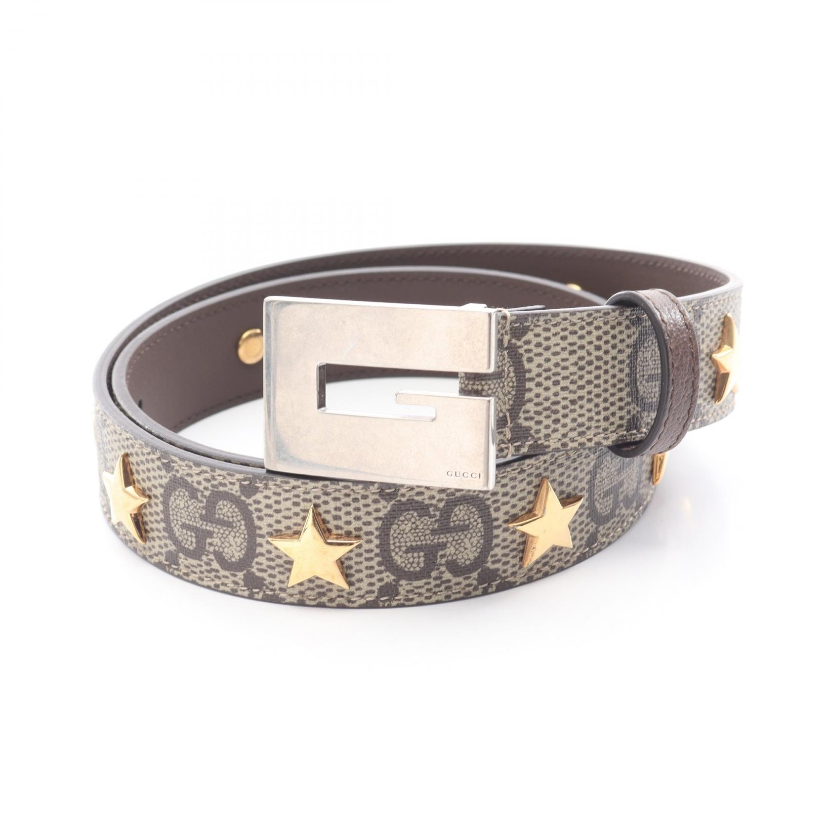 グッチ GUCCI Memorable Buckle GGスプリーム ベルト 衣料品 レザー PVC メンズ ベージュ系 / ブラウン系 710090 【中古】