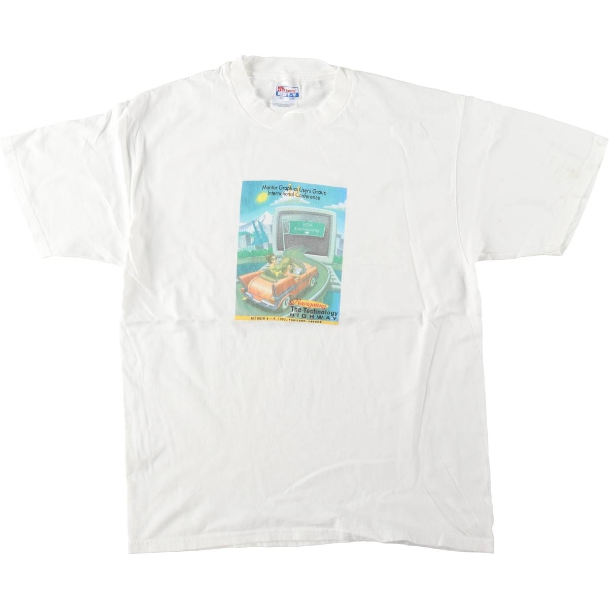 古着 ヘインズ Hanes BEEFY-T Mentor Graphics アドバタイジングTシャツ USA製 メンズL相当/eaa659626