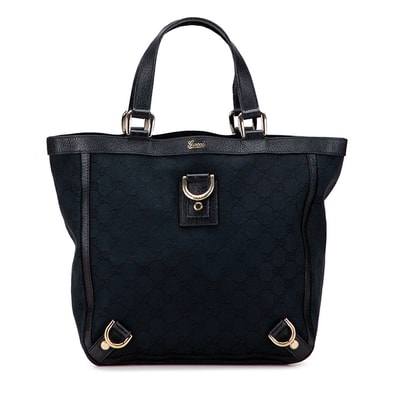 グッチ GGキャンバス アビー ハンドバッグ トートバッグ 130739 ブラック キャンバス レザー レディース GUCCI 【中古】