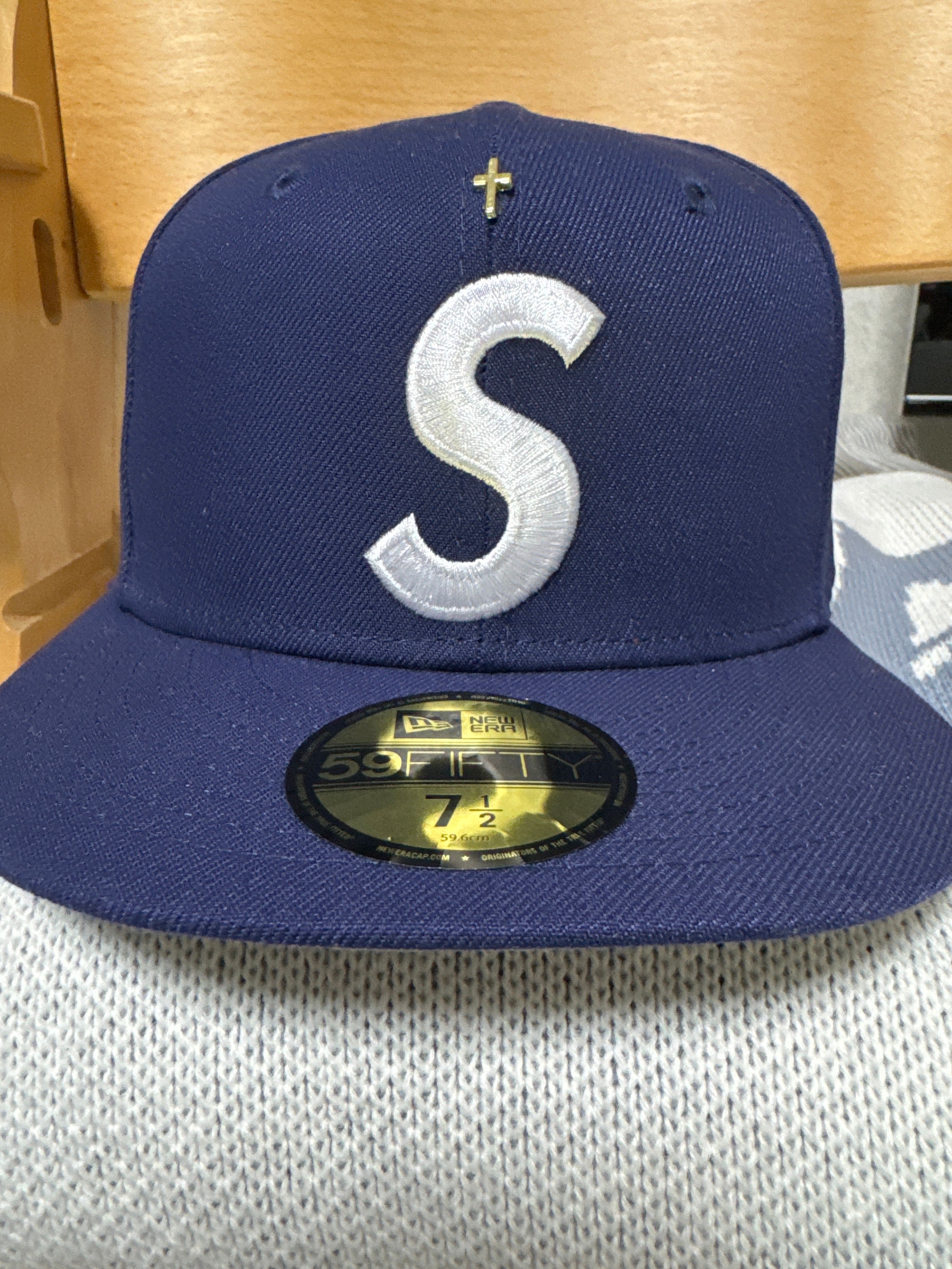 Supreme Gold Cross S Logo New Era "Light Navy"