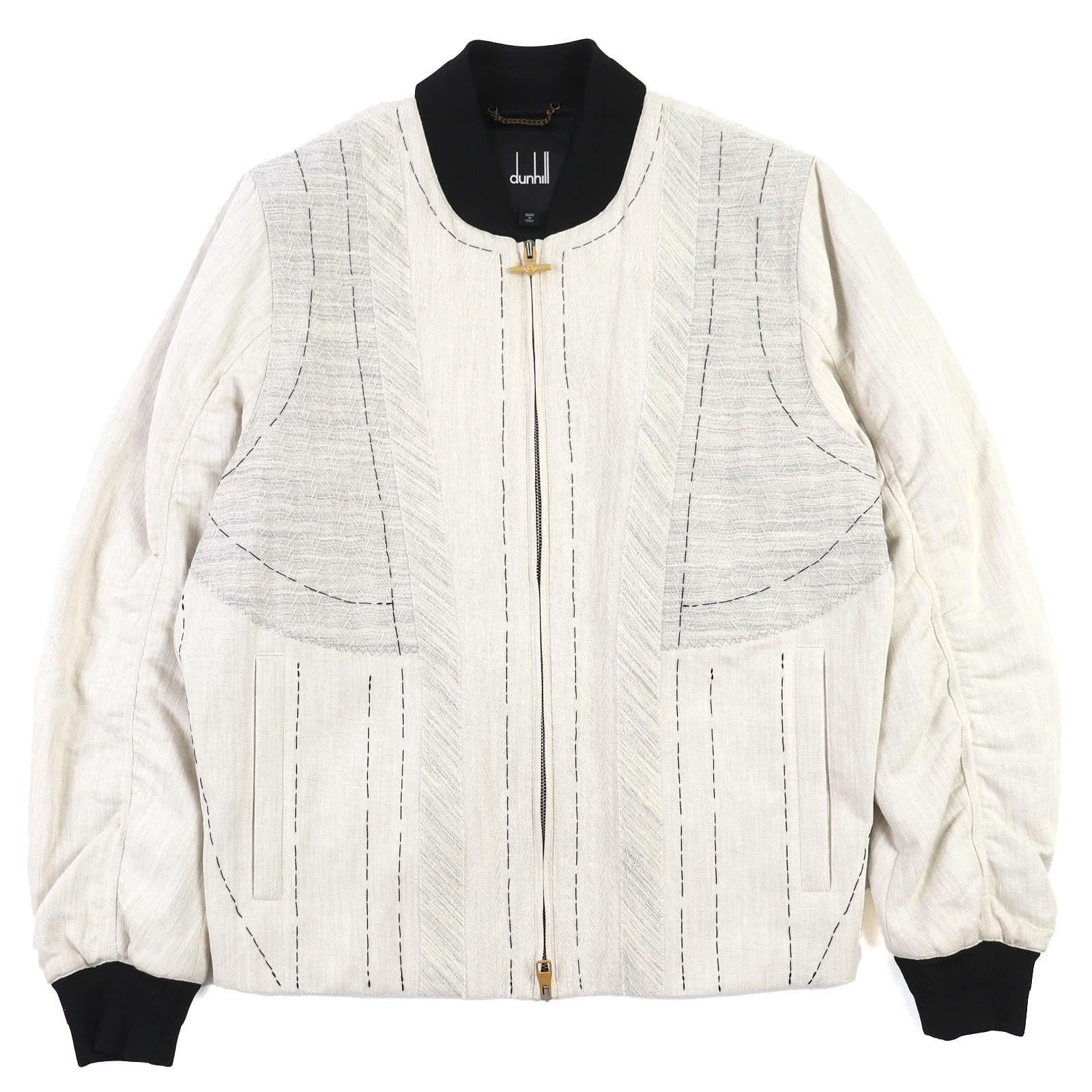 極美品 ダンヒル ロゴジップ金具 ステッチデザイン 中綿 ジャケット S