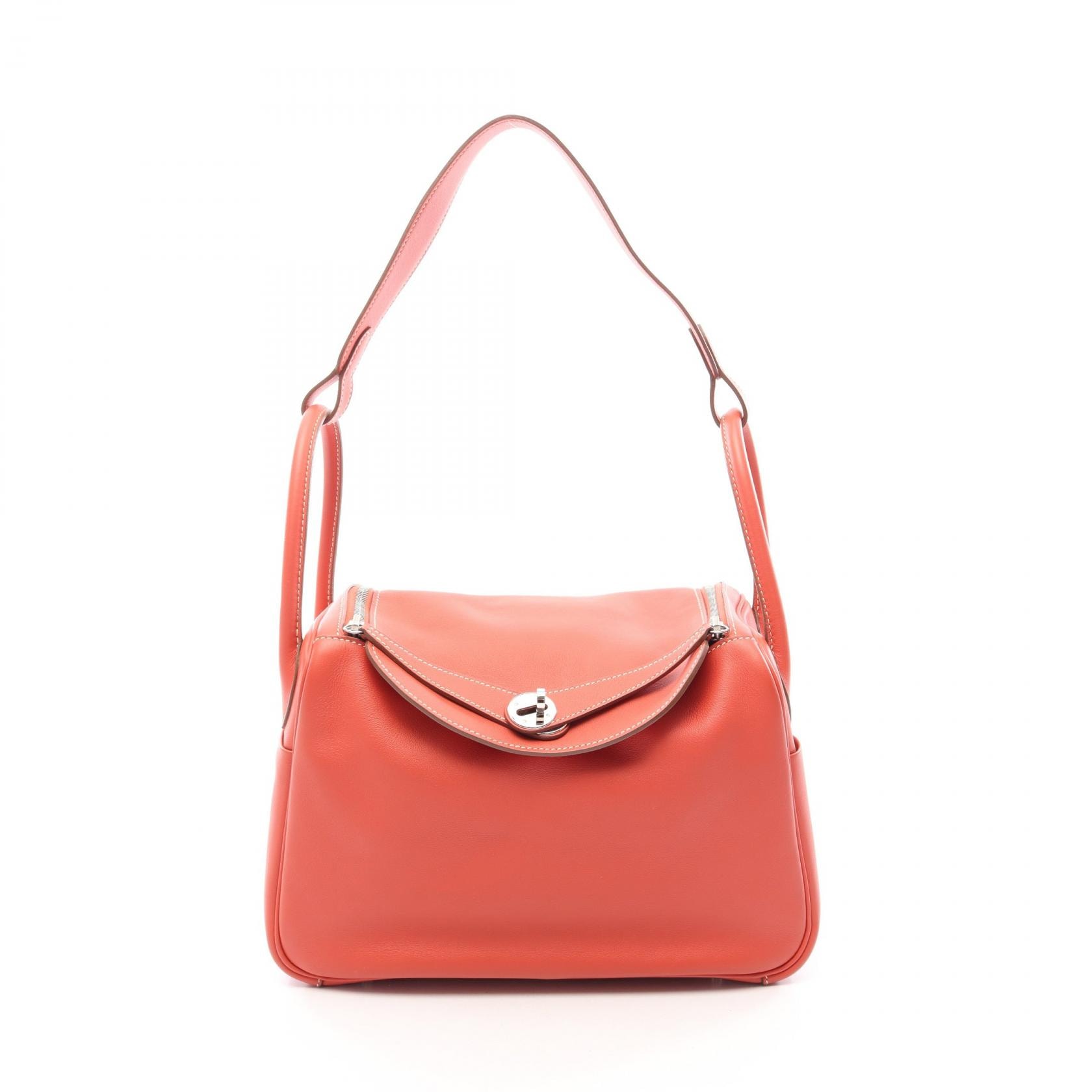エルメス HERMES リンディ30 ロージー ショルダーバッグ バッグ ヴォースイフト ヴォースイフト □R刻印(2014年製造) レディース オレンジ系 【中古】