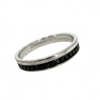 Boucheron ブシュロン 指輪 キャトル ブラック リングハーフ ジュエリー アクセサリー 18金WG Au750 64サイズ K18ホワイトゴールド 約23号 メンズ 約5.1g【中古品】