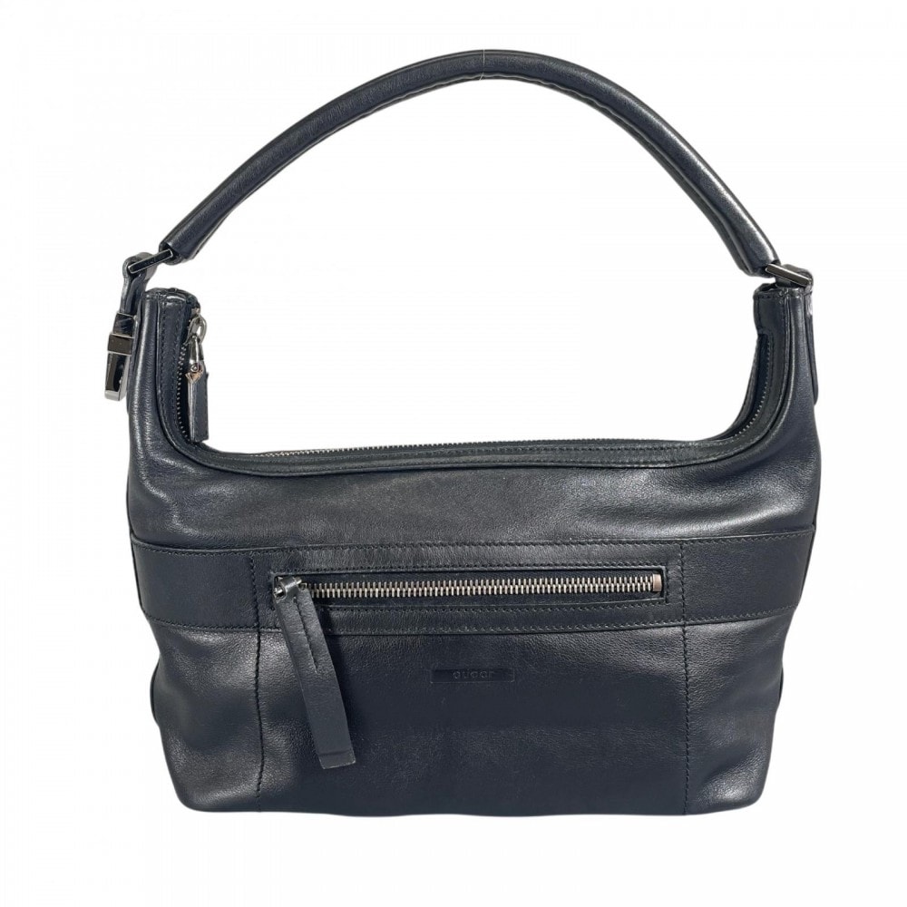 GUCCI グッチ ハンドバッグ 001 4302  レザー   ブラック 黒 シルバー金具 レディース【中古品】