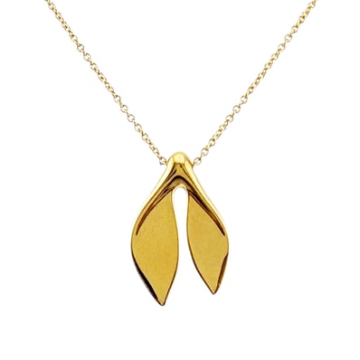 ティファニー リーフ フィン ネックレス 18金 K18イエローゴールド レディース TIFFANY&Co. 中古