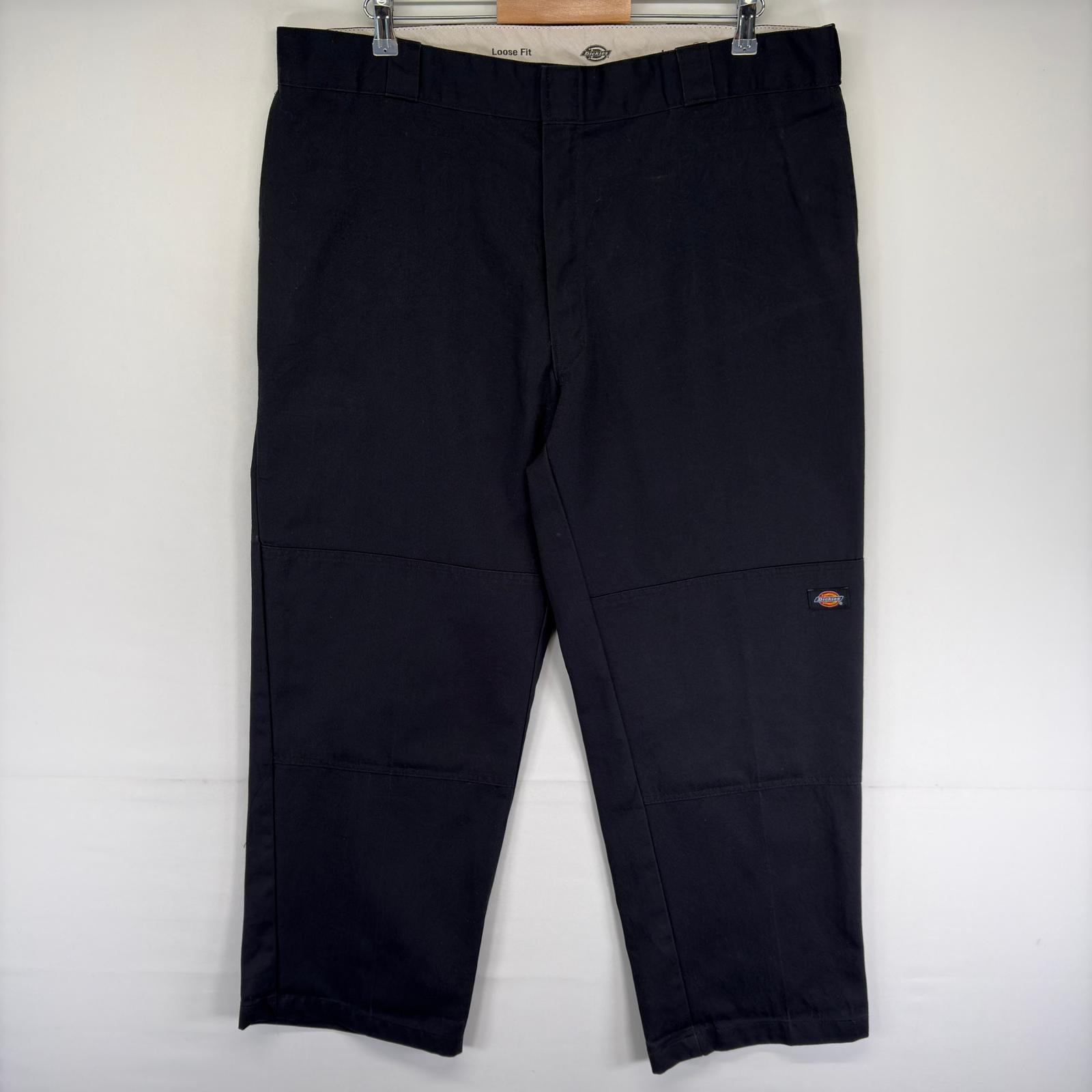 古着 ディッキーズ Dickies パンツ ダブルニー ワンポイント ジップ ツールポケット 大きいサイズ w40 L30 ブラック系 メンズ
