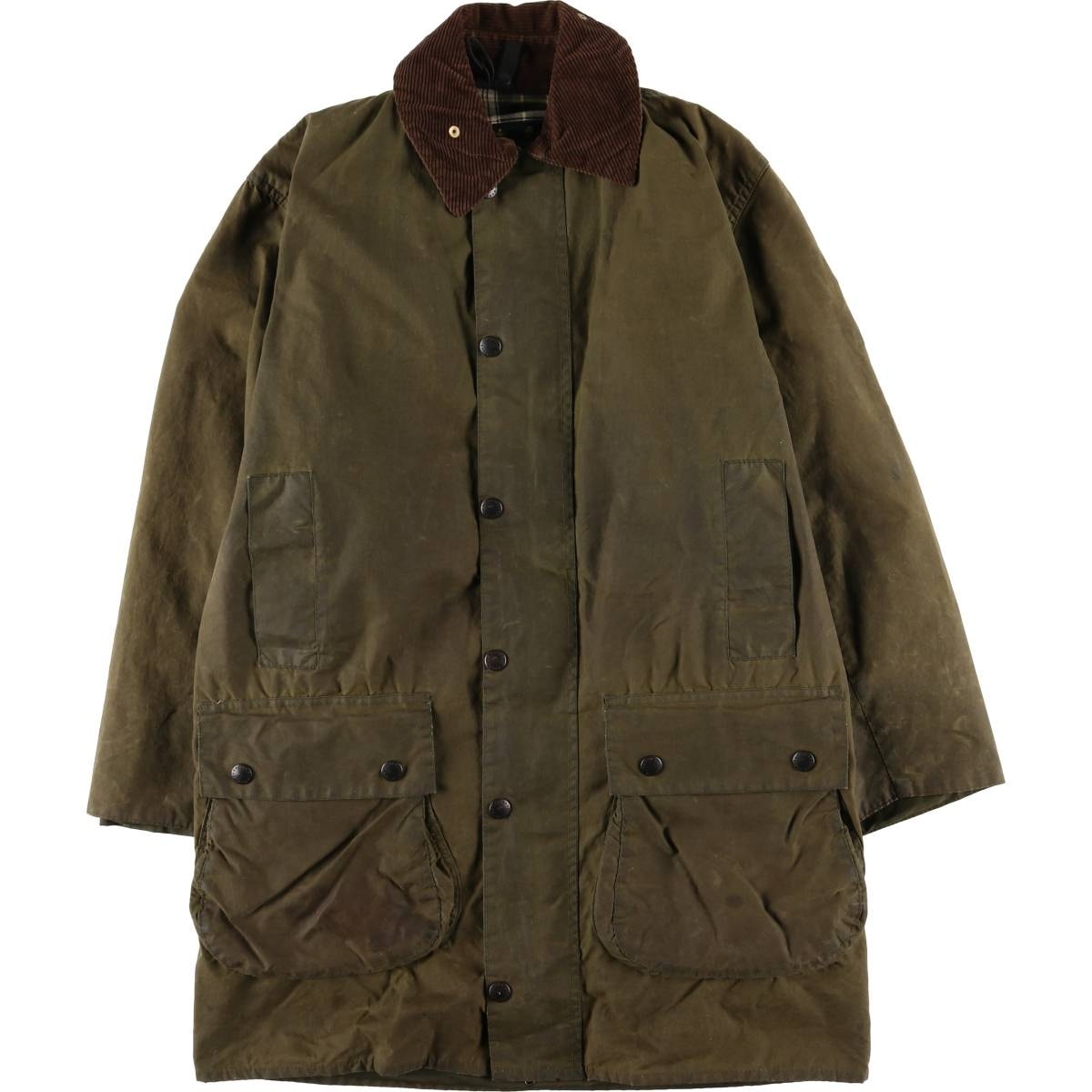 古着 80~90年代 バブアー Barbour BORDER ボーダー 旧3ワラント ワックスコットン オイルドジャケット 英国製 メンズL相当 ヴィンテージ/eaa604802
