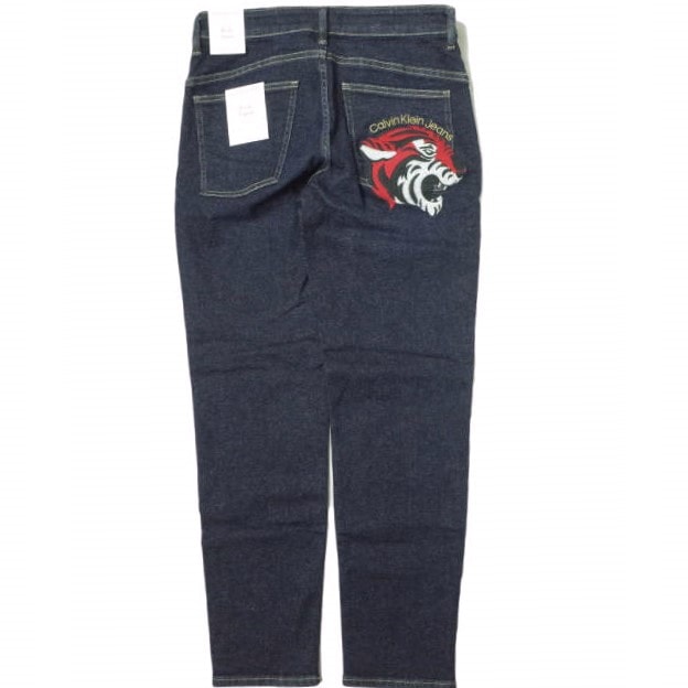 新品 Calvin klein Jeans カルバンクラインジーンズ 22SS Body Taper Jeans タイガー刺繍 テーパードスキニーデニムパンツ J319941 28 Indigo ジップフライ ボトムス g13496
