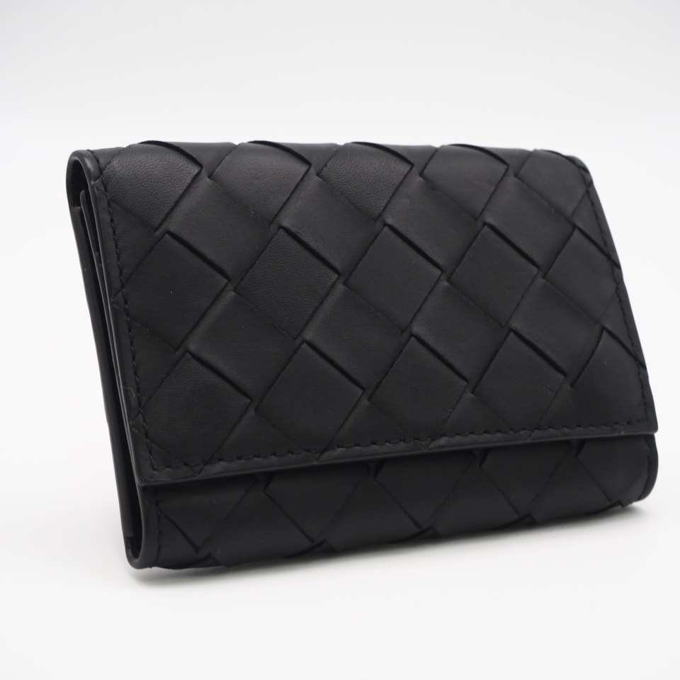 美品 BOTTEGAVENETA ボッテガヴェネタ イントレチャート中 ボッテガヴェネタ レザー キーケース 630336 キーケース ブラック カーフレザー メンズ