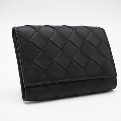 美品 BOTTEGAVENETA ボッテガヴェネタ イントレチャート中 ボッテガヴェネタ レザー キーケース 630336 キーケース ブラック カーフレザー メンズ