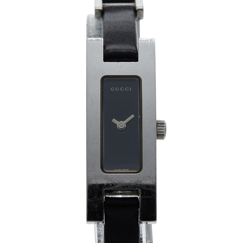 グッチ 腕時計 3900L クオーツ ブラック文字盤 ステンレススチール レザー レディース GUCCI 【中古】