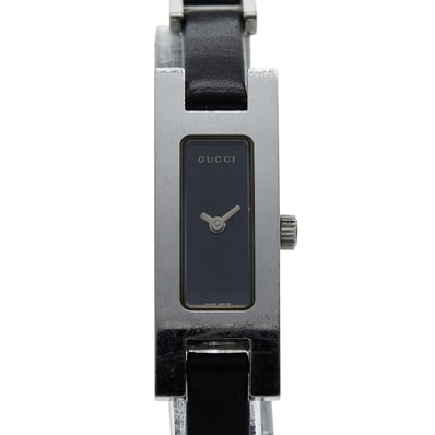グッチ 腕時計 3900L クオーツ ブラック文字盤 ステンレススチール レザー レディース GUCCI 【中古】