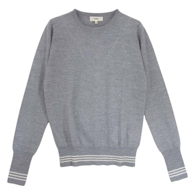 HYKE ハイク ニット 132-11004 ウール ニット セーター 袖ストライプ リブストライプ 切替 グレー系 1【中古】