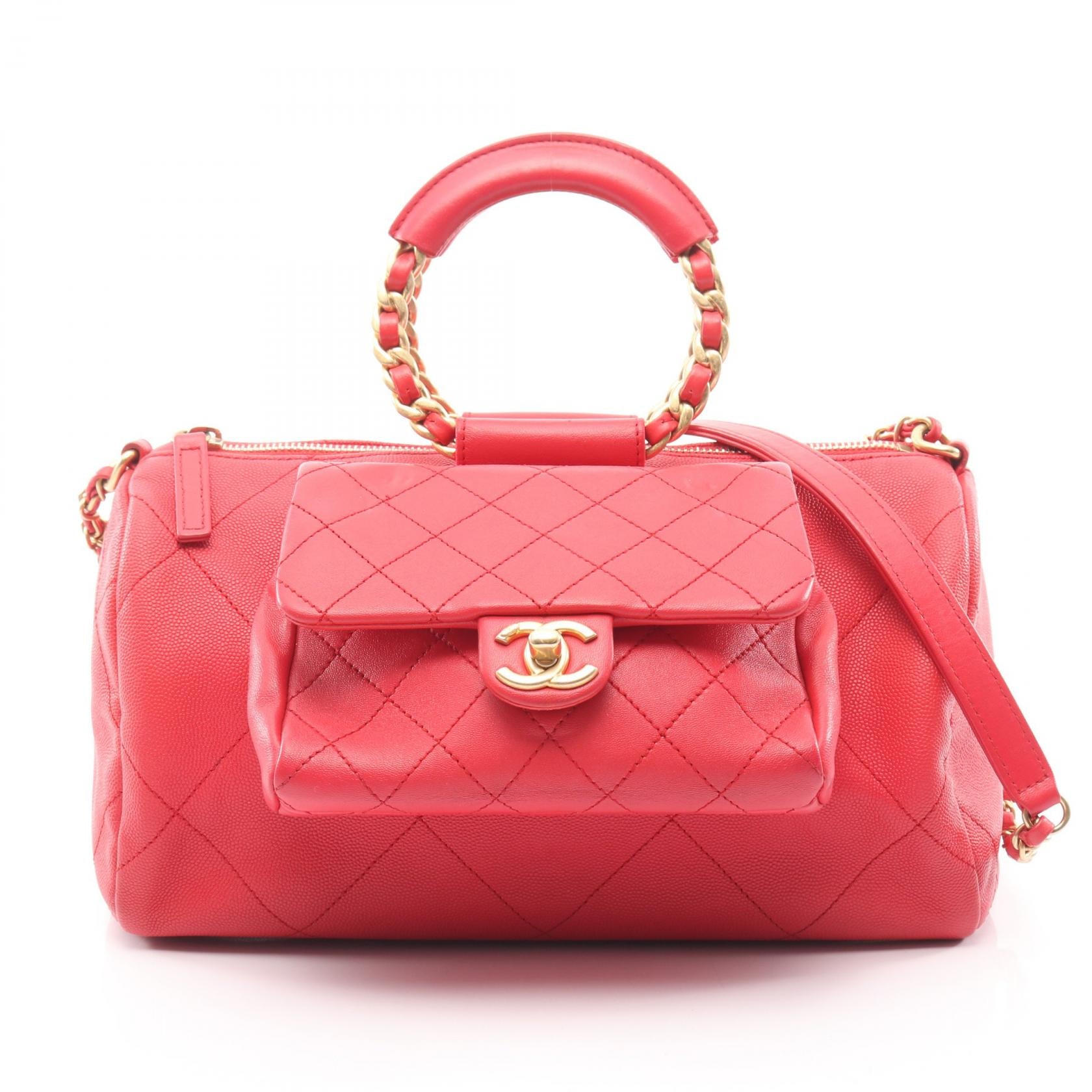 シャネル CHANEL マトラッセ ショルダーバッグ バッグ キャビアスキン(グレインドカーフ) レディース レッド系 【中古】