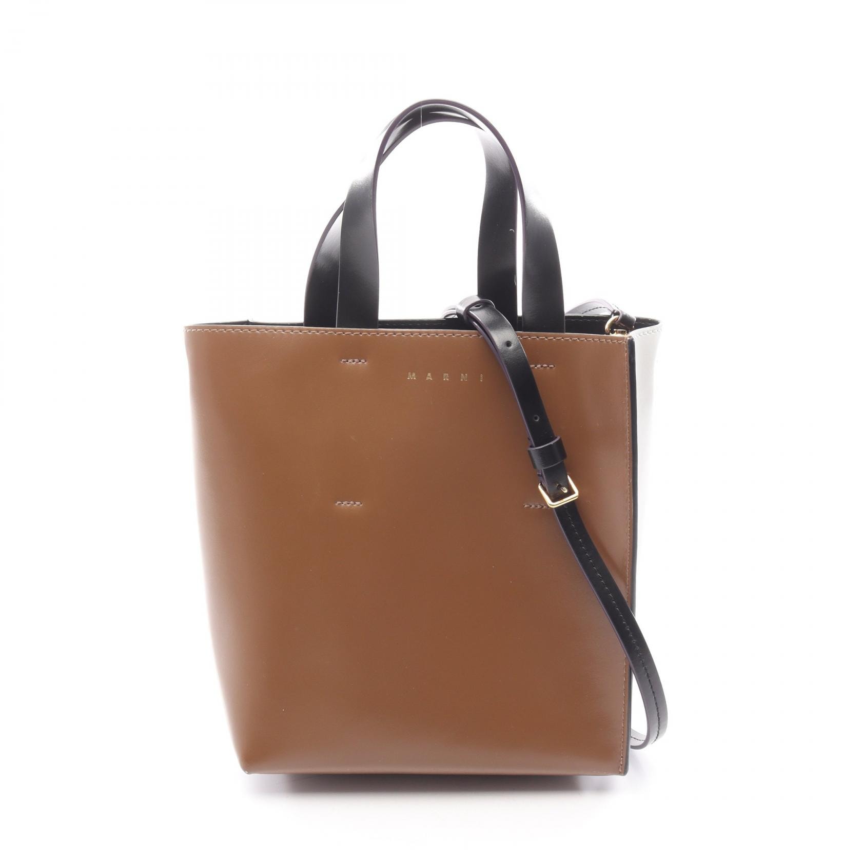 マルニ MARNI MUSEO ミュゼオ トートバッグ バッグ レザー レディース ブラウン系 / グレー系 / ブラック系 【中古】