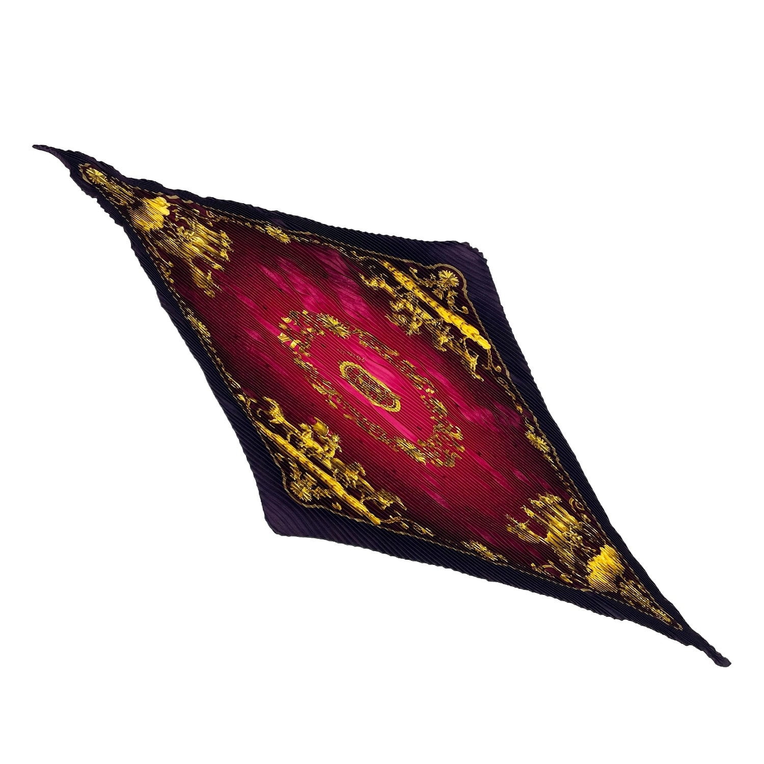 HERMES エルメス カレ90 プリーツ スカーフ
 COSMOS コスモス 宇宙観 グラデーション 馬 プリセ シルク パープル ユニセックス
 【中古】