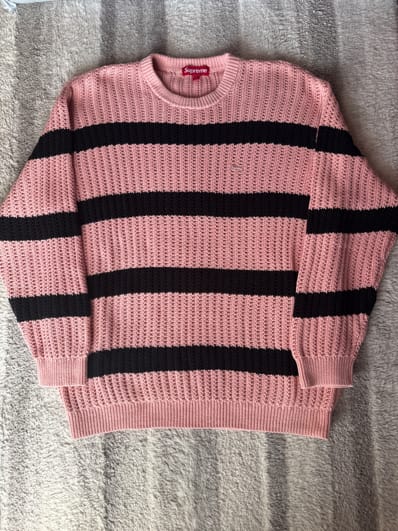 Supreme Loose Gauge Stripe Small Box Sweater "Pink"