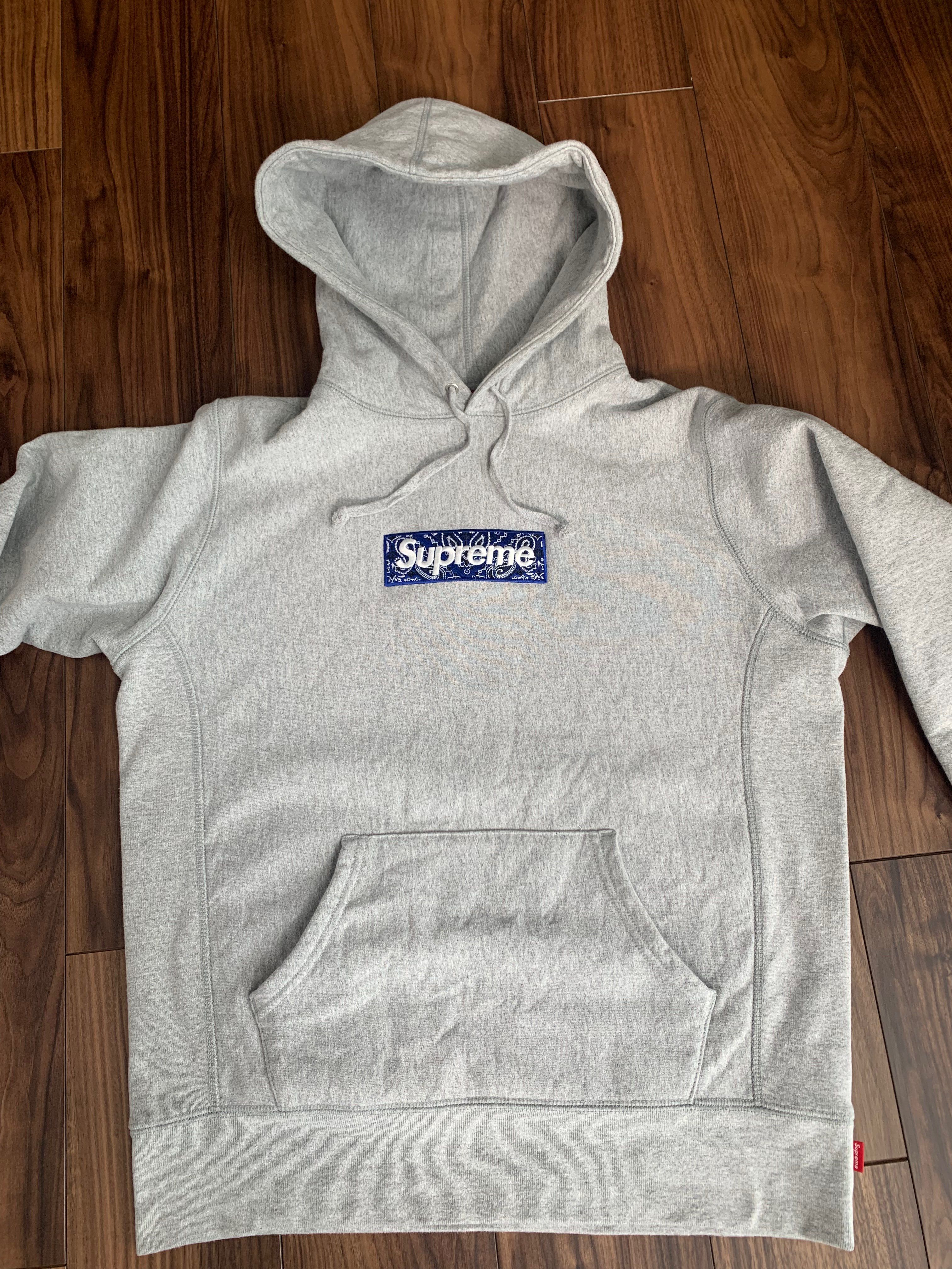 Supreme Bandana Box Logo Hooded Sweatshirt "Grey"