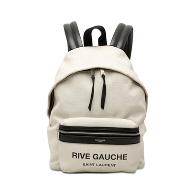 サンローラン リヴゴーシュ リュック バックパック 508548 ホワイト リネン レザー レディース SAINT LAURENT 【中古】