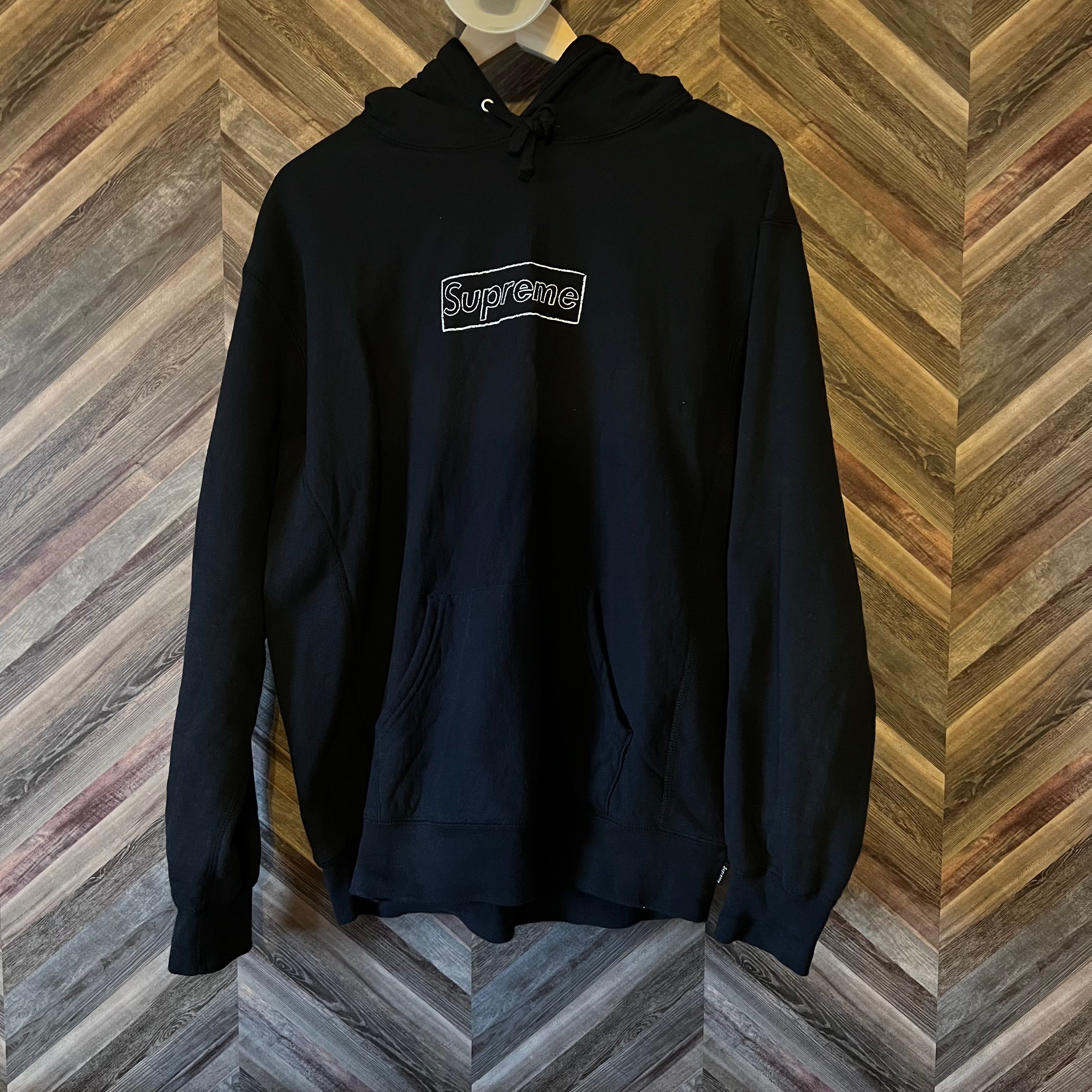 Supreme KAWS Chalk Logo Hooded Sweatshirt "Black"(2021)