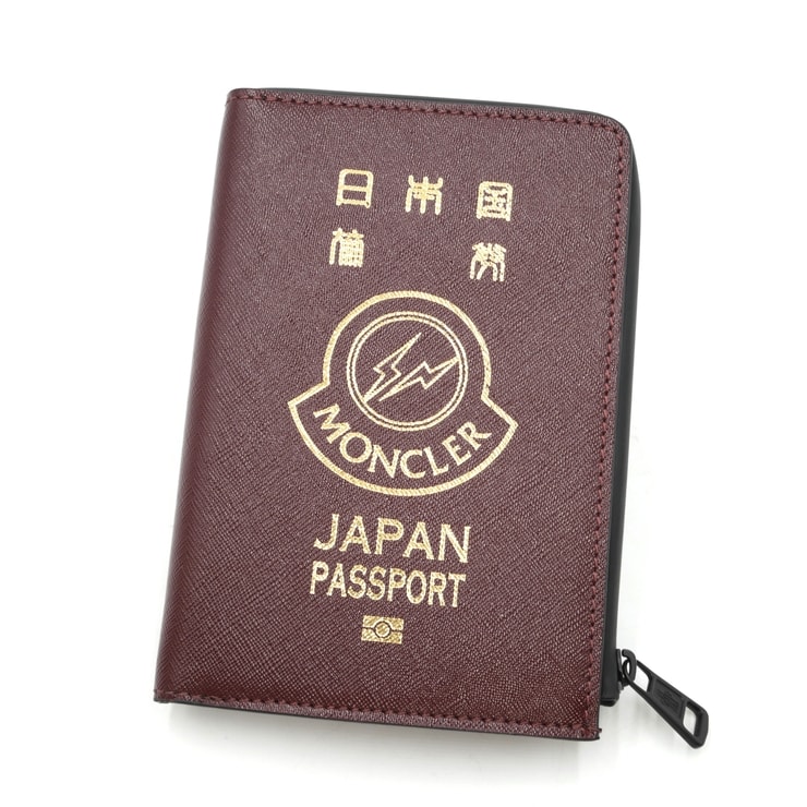 MONCLER(モンクレール)× FRAGMENT DESIGN フラグメント HIROSHI FUJIWARA パスポートケース レザー ボルドー 7 MONCLER GENIUS メンズ【中古】