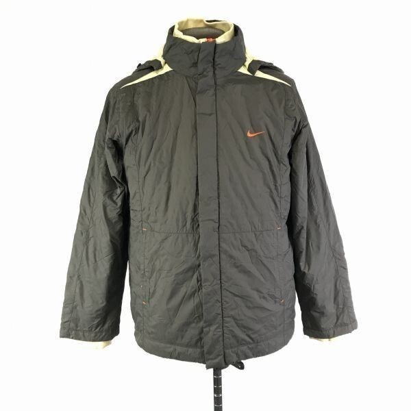 NIKE★防風防寒/ナイロン/中綿入りフーディージャケット【レディースL/グレー系】ブルゾン/アウター/ベンチコート/上着/パーカー◆TBC996