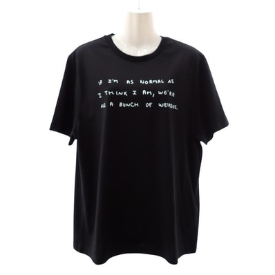 ロエベ LOEWE ロゴ刺繍Tシャツ L コットン 半袖 ブラック 【Aランク】