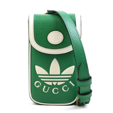 グッチ GUCCI ショルダーバッグ adidasコラボ レザー グリーン レディース 721794【中古】 56577a