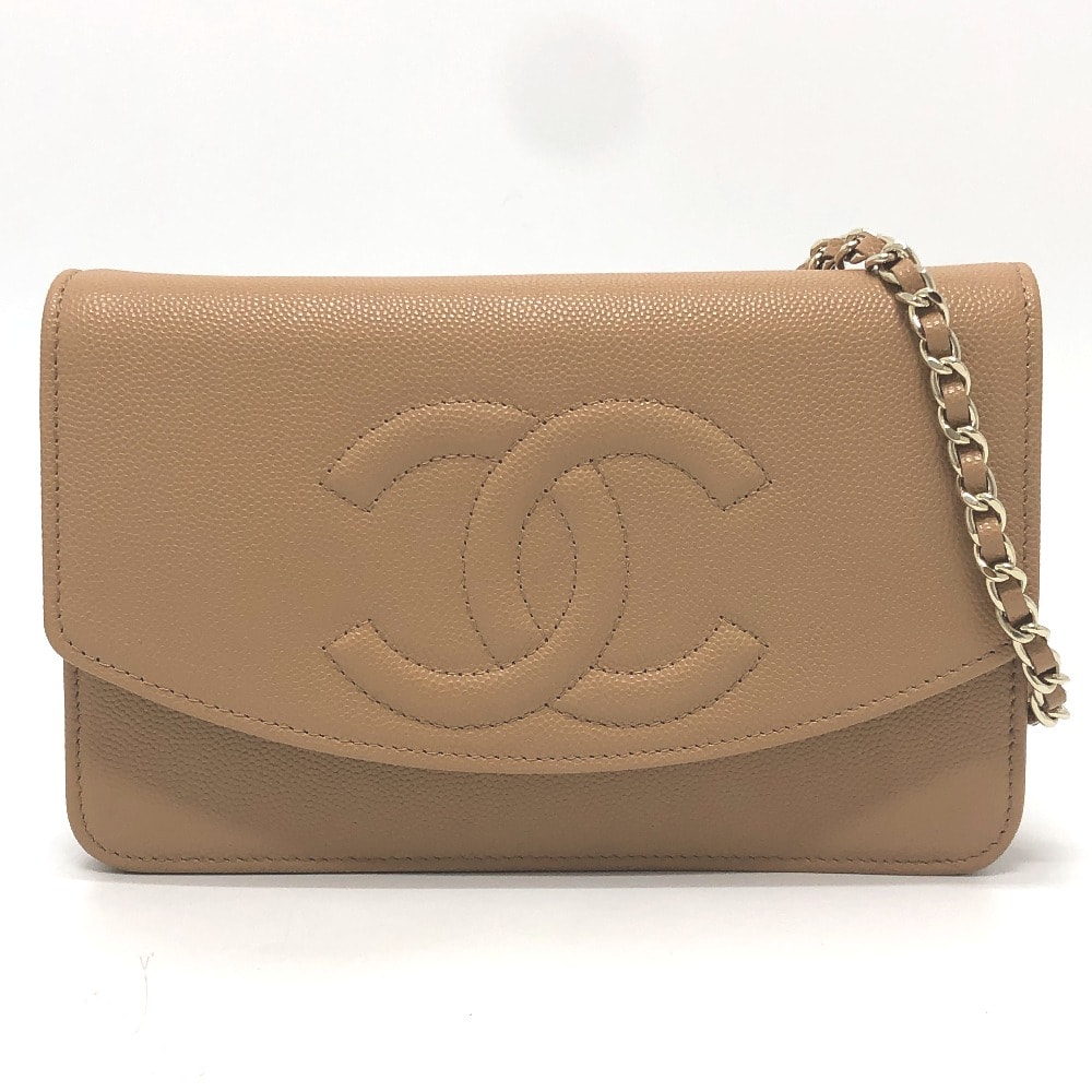 シャネル CHANEL ココマーク AP4653 メティエダール コレクション カバン チェーンウォレット 斜め掛け ショルダーバッグ キャビアスキン ベージュ 未使用