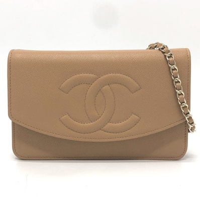シャネル CHANEL ココマーク AP4653 メティエダール コレクション カバン チェーンウォレット 斜め掛け ショルダーバッグ キャビアスキン ベージュ 未使用
