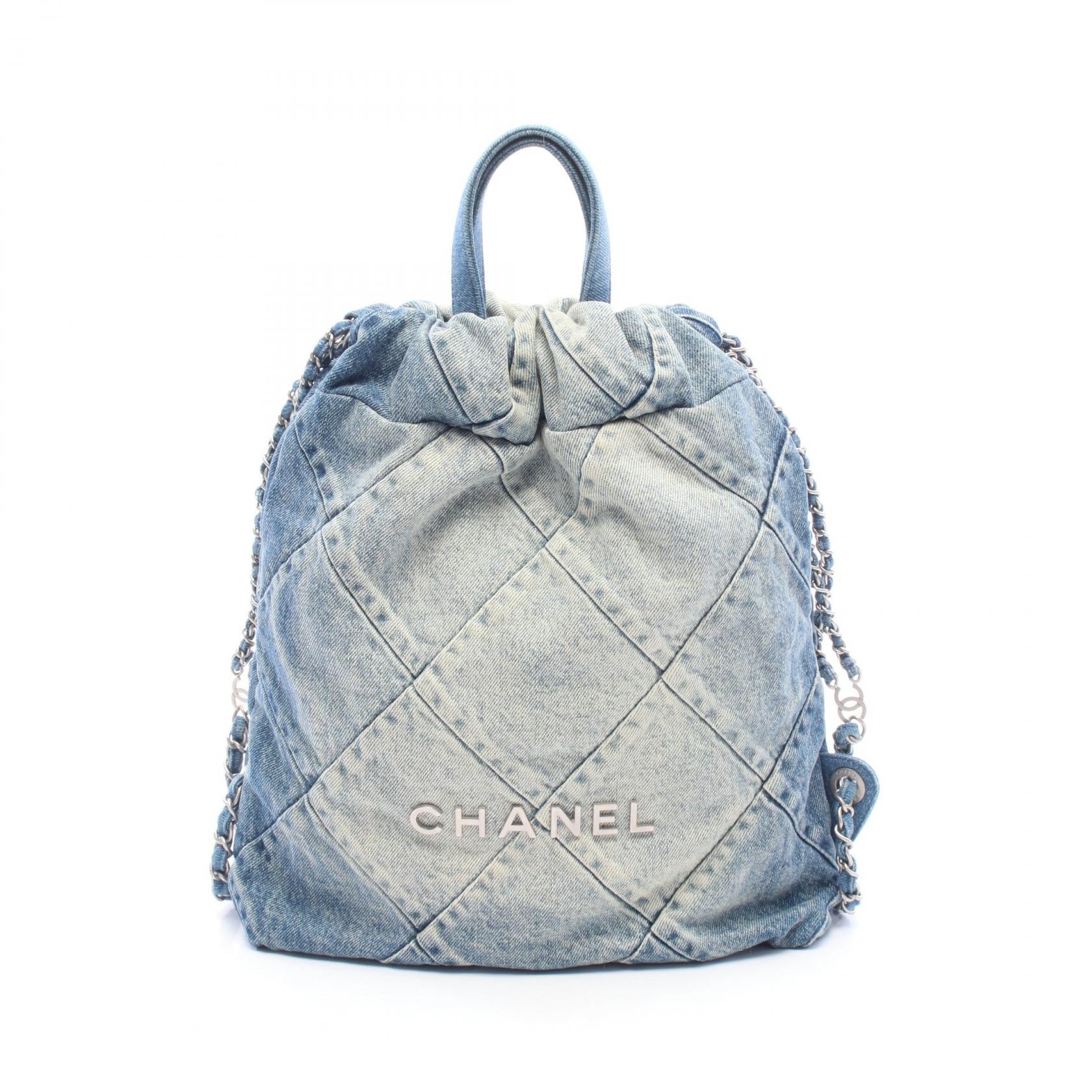 シャネル CHANEL シャネル22 リュックサック バックパック バッグ デニム レディース ブルー系 AS3859 【中古】