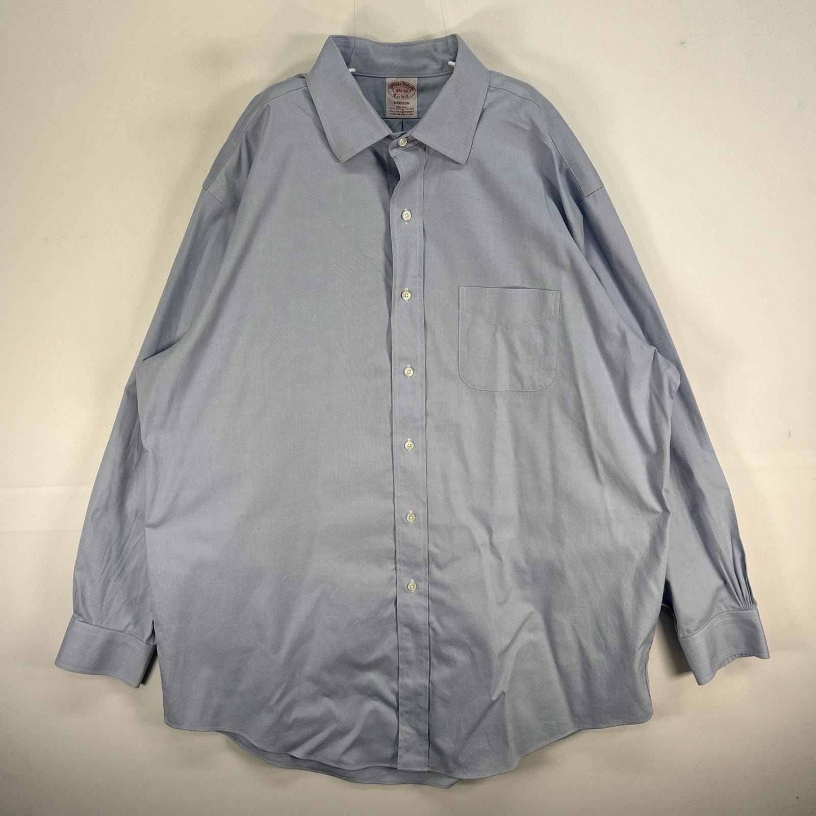 古着 ブルックスブラザーズ Brooks Brothers 長袖シャツ カラーステイ MADISON 胸ポケ L  ブルー系 無地 メンズ