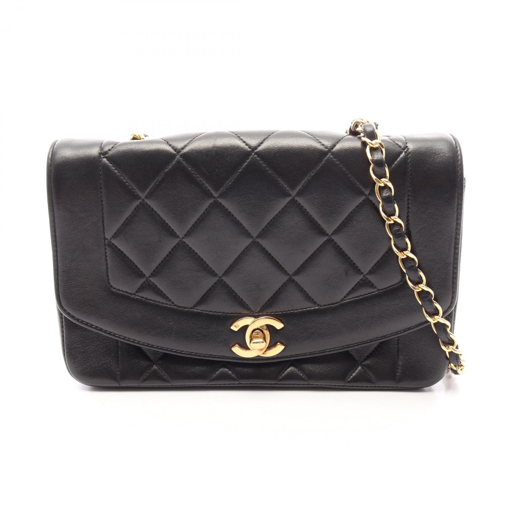 シャネル CHANEL マトラッセ ダイアナフラップ ショルダーバッグ バッグ ラムスキン(羊革) レディース ブラック系 A01164 【中古】