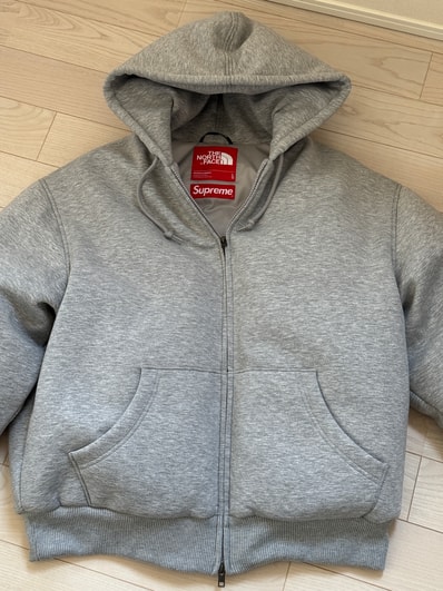 Supreme x The North Face Down Filled Zip Up Hooded Sweatshirt "Heather Grey"