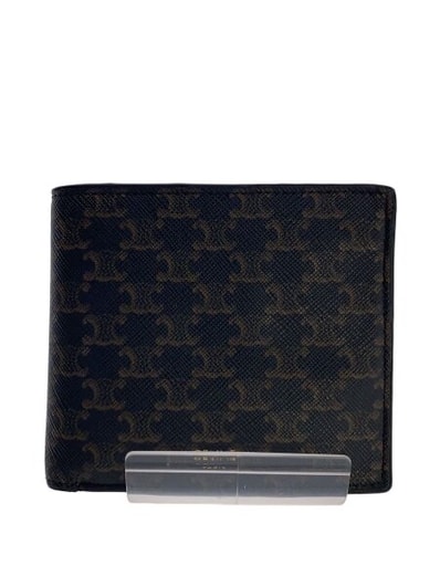 CELINE Bi-fold Wallet With Coin Compartment In Triomphe Canvas "Black"