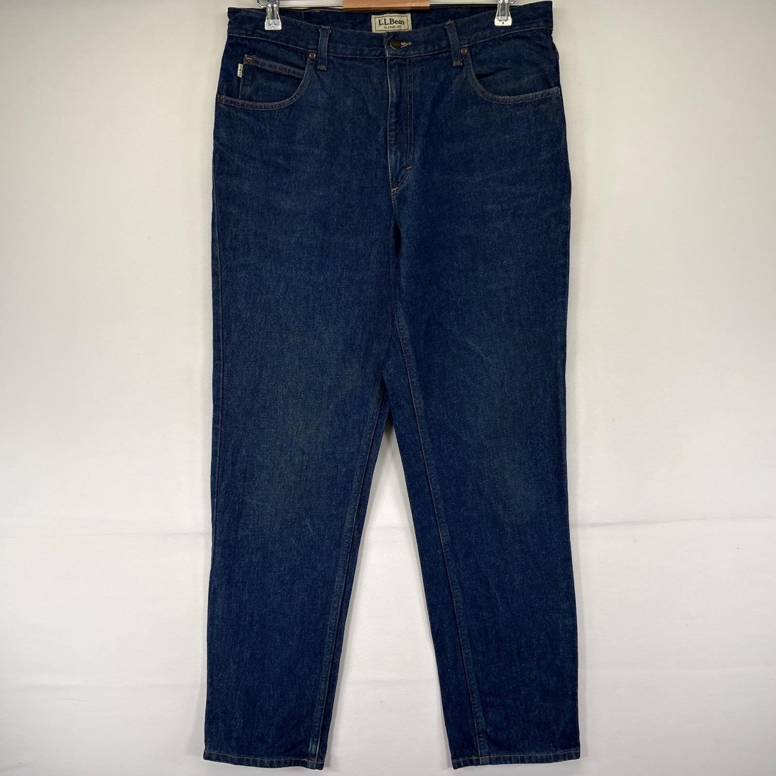 古着 エルエルビーン L.L.Bean デニム パンツ インディゴ 5ポケット ストレート w35×L32  ブルー系 メンズ