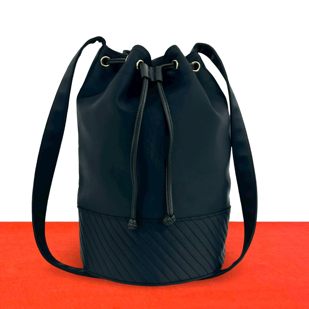 YVES SAINT LAURENT イヴ・サンローラン YSL ロゴ ナイロン レザー ショルダーバッグ ネイビー
 44884