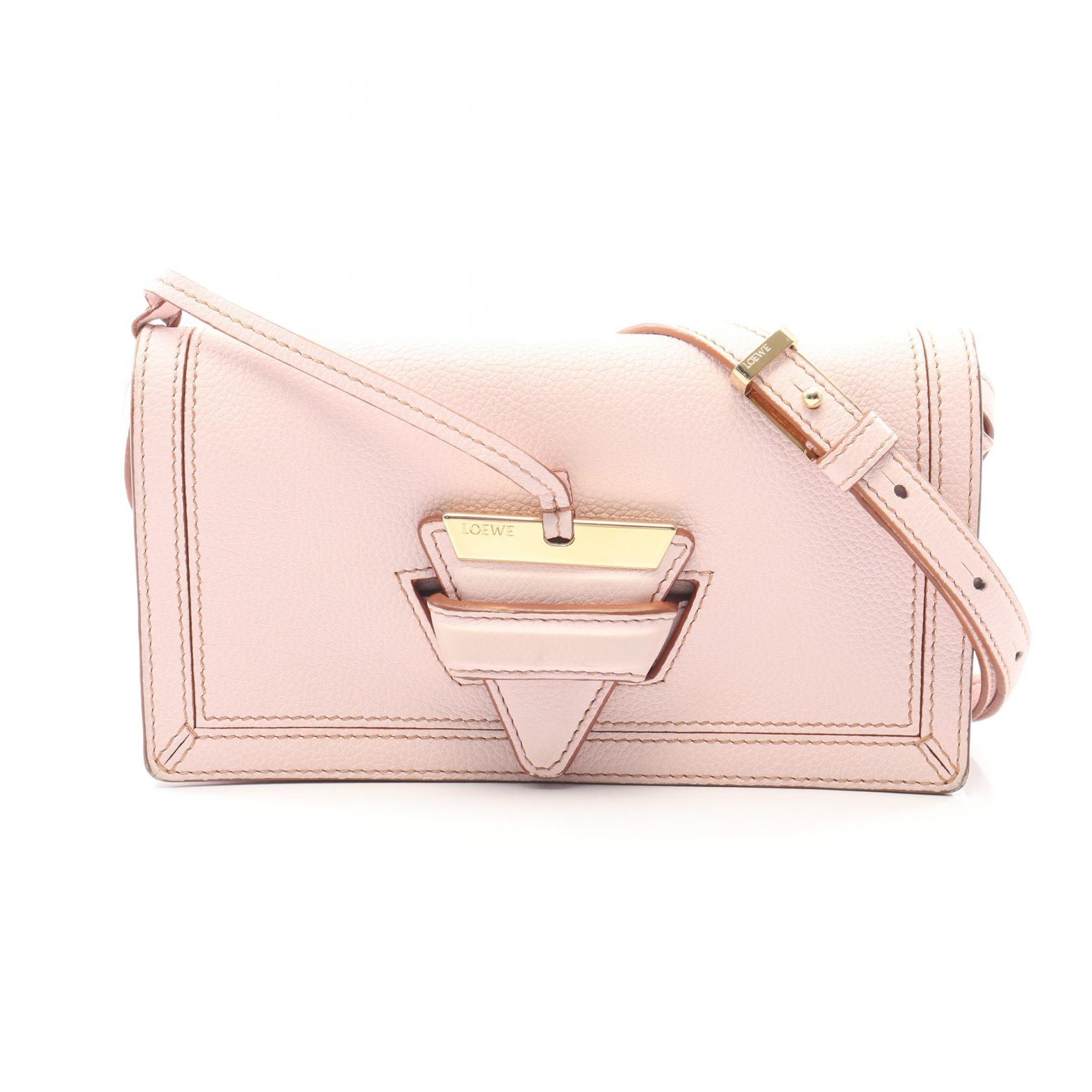 ロエベ LOEWE バルセロナ ショルダーバッグ バッグ レザー レディース ピンク系 【中古】