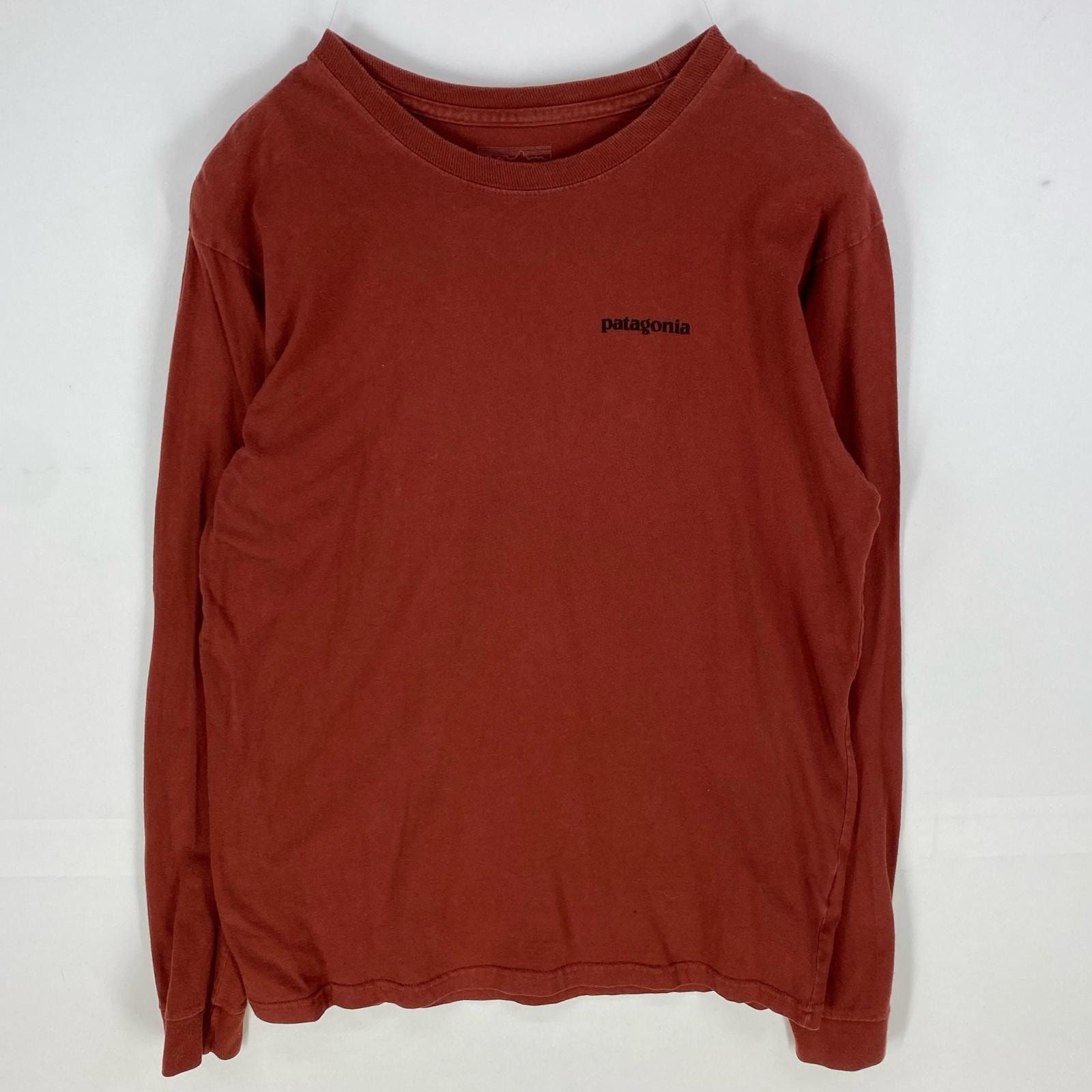 古着 パタゴニア patagonia 長袖Tシャツ バックプリント ワンポイントロゴ クルーネック アウトドア M  レッド系 メンズ
