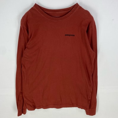 古着 パタゴニア patagonia 長袖Tシャツ バックプリント ワンポイントロゴ クルーネック アウトドア M レッド系 メンズ